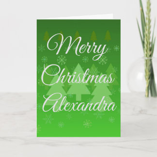 Carte de Noël verte personnalisée pliée