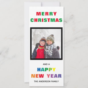 Carte de Noël verticale - Joyeux Noël arc-en-ciel