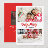 Carte de Noël Very Joyeux Two Photo Collage (Devant / Derrière)