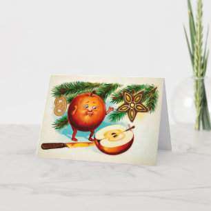 Carte de Noël victorienne à la découpe de pomme