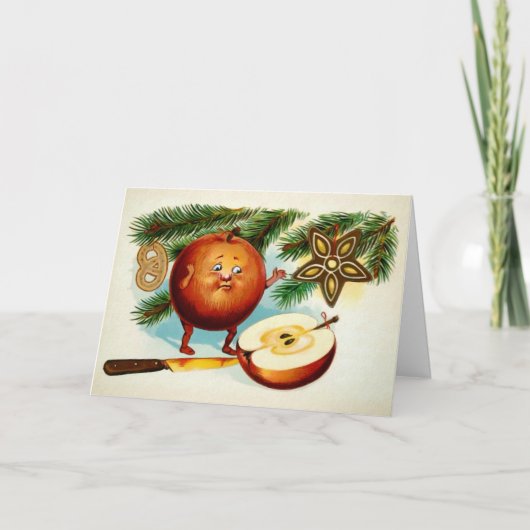 Carte de Noël victorienne à la découpe de pomme (Devant)