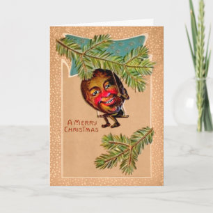 Carte de Noël victorienne à noix oscillante étrang