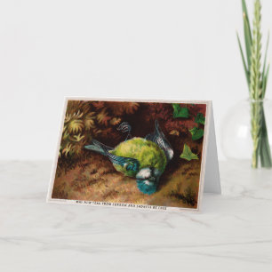 Carte de Noël victorienne à oiseau mort