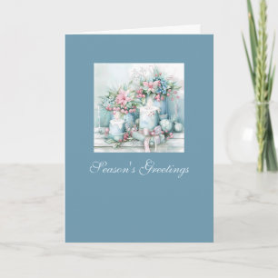 Carte de Noël victorienne aux chandelles et fleurs