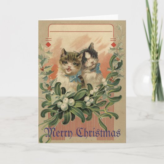 Carte de Noël victorienne de chaton (Devant)