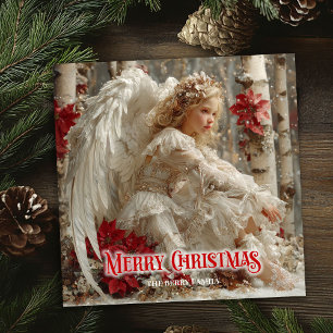 Carte de Noël victorienne de l'ange éditables pour