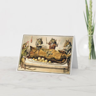 Carte de Noël victorienne de souris mangeant un ch