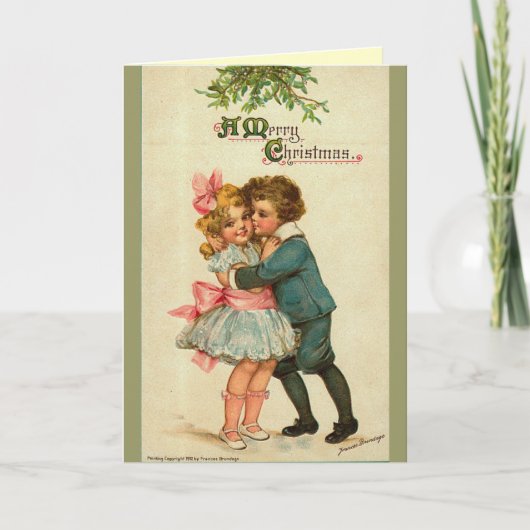 Carte de Noël victorienne - Donnez-moi un baiser! (Devant)