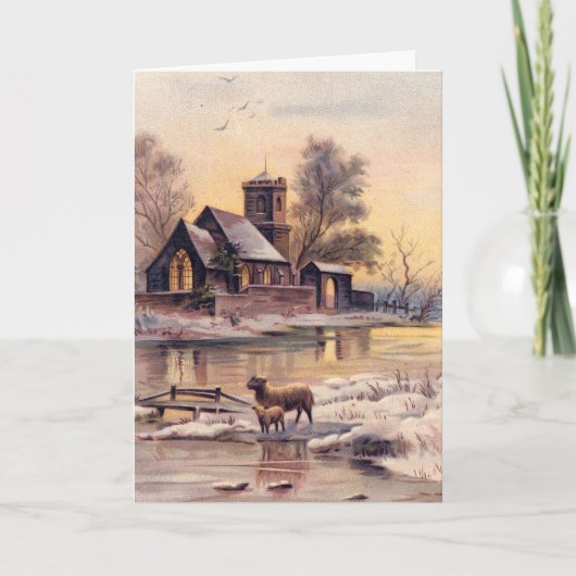 Carte de Noël victorienne du village de Snowy Coun (Devant)