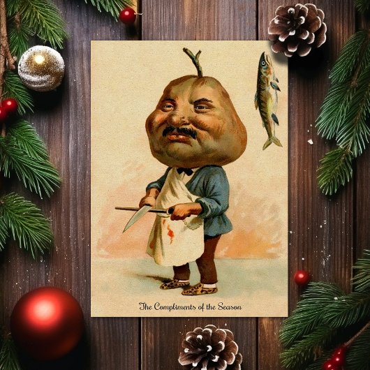Carte de Noël victorienne étrange vintage