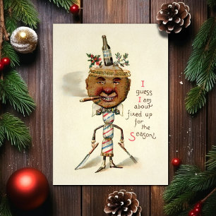 Carte de Noël victorienne étrange vintage