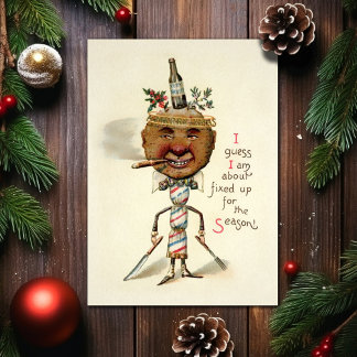 Carte de Noël victorienne étrange vintage