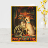 Carte de Noël victorienne Friendly Chig & Cat (Fleur jaune)
