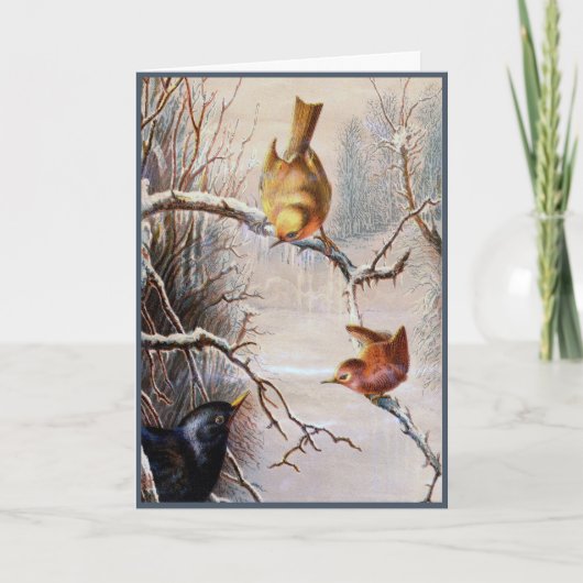 Carte de Noël victorienne Oiseaux de vacances (Devant)