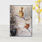 Carte de Noël victorienne Oiseaux de vacances (Fleur jaune)