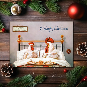 Carte de Noël victorienne petit-déjeuner au lit