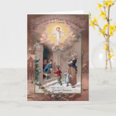 Carte de Noël victorienne religieuse d'heureuses (Fleur jaune)