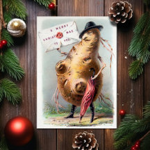 Carte de Noël victorienne vintage étrange
