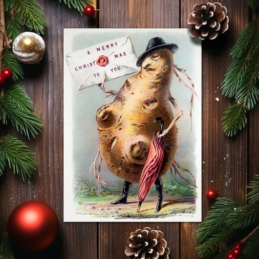 Carte de Noël victorienne vintage étrange