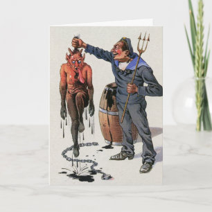 Carte de Noël Victorienne vintage Krampus