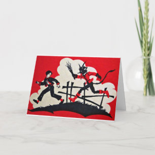 Carte de Noël Victorienne vintage Krampus