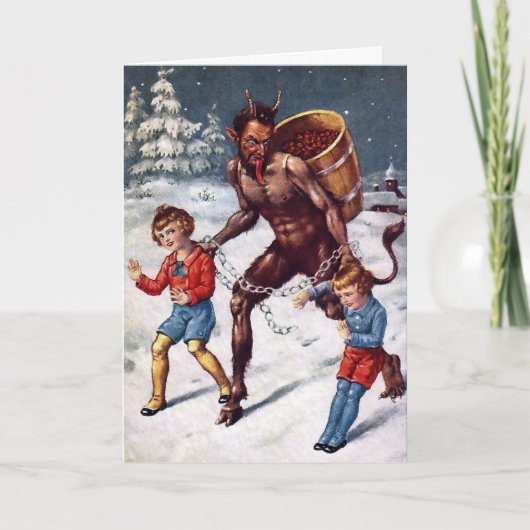 Carte de Noël Victorienne vintage Krampus (Devant)