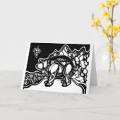 Carte de Noël vierge - Ours (Fleur jaune)