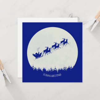 Carte de Noël vierge plate avec Santa & ses rennes