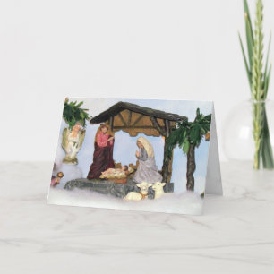 Carte de Noël Village Creche
