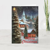 CARTE DE NOËL - Village de Noël enneigé (Devant)