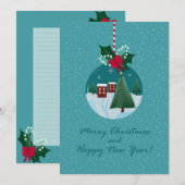 Carte de Noël Village Décoration (Devant / Derrière)