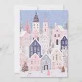 Carte de Noël Village Script Rose Aquarelle (Devant)