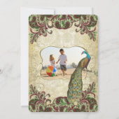 Carte de Noël Vin photo famille et Peacock vert (Dos)