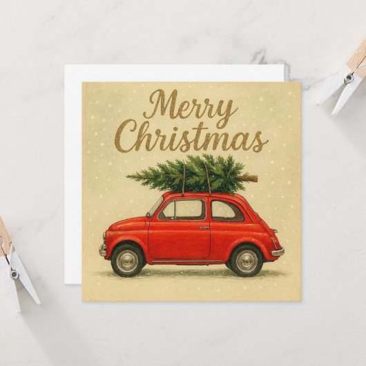 Carte de Noël vintage. (Devant/Arrière en situation)