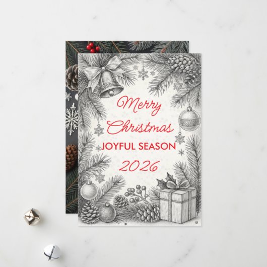 Carte de Noël Vintage (Devant/Arrière en situation)