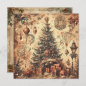 Carte de Noël vintage à plat en collage (Devant / Derrière)