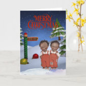 Carte de Noël vintage afro-américaine (Fleur jaune)