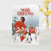 Carte de Noël vintage afro-américaine (Fleur jaune)