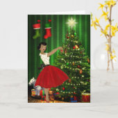 Carte de Noël vintage afro-américaine (Fleur jaune)