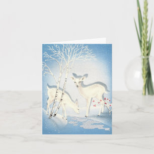 Carte de Noël vintage aux cerfs blancs