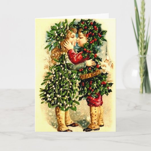 Carte de Noël Vintage avec baiser (Devant)