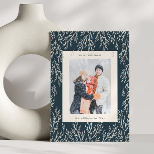 Carte de Noël vintage avec feuillage naval Deux ph