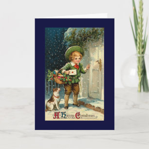Carte de Noël Vintage avec garçon