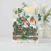 Carte de Noël vintage avec rouges-gorges (Debout devant)