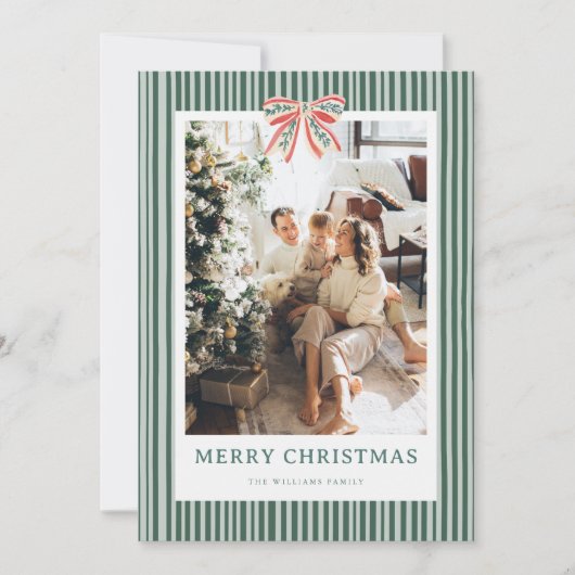 Carte de Noël vintage avec ruban à rayures (Devant)