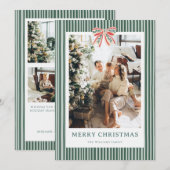 Carte de Noël vintage avec ruban à rayures (Devant / Derrière)