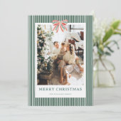 Carte de Noël vintage avec ruban à rayures (Debout devant)