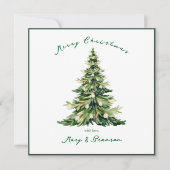 Carte de Noël vintage avec sapin vert (Devant)
