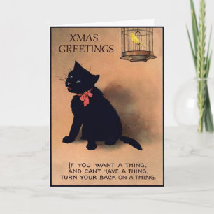 Carte de Noël vintage avec un chat