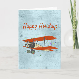 Carte de Noël vintage Biplane